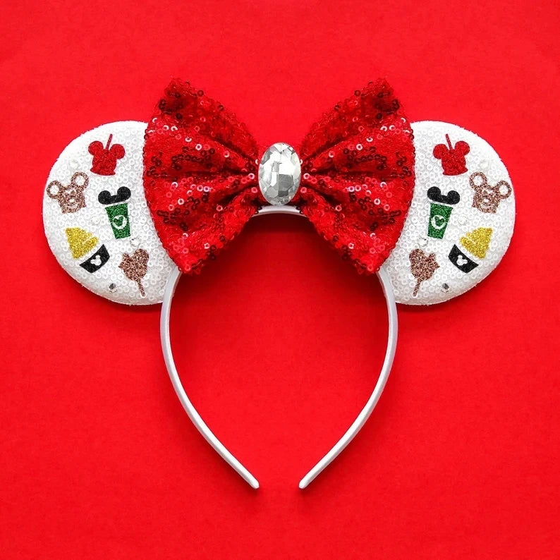 Tiaras Acessórios Disney orelha de rato com laço brilhante, Lantejoula de dupla celebração
