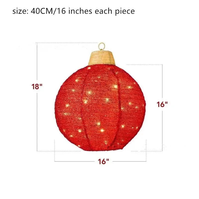 Luminária Bola de Natal Vermelho conjunto de 3 peças de enfeites de Natal grandes bolas