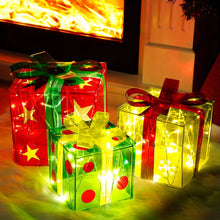 Carregar imagem no visualizador da galeria, Conjunto de 3 caixas de presente iluminadas para decorações de Natal e caixas
