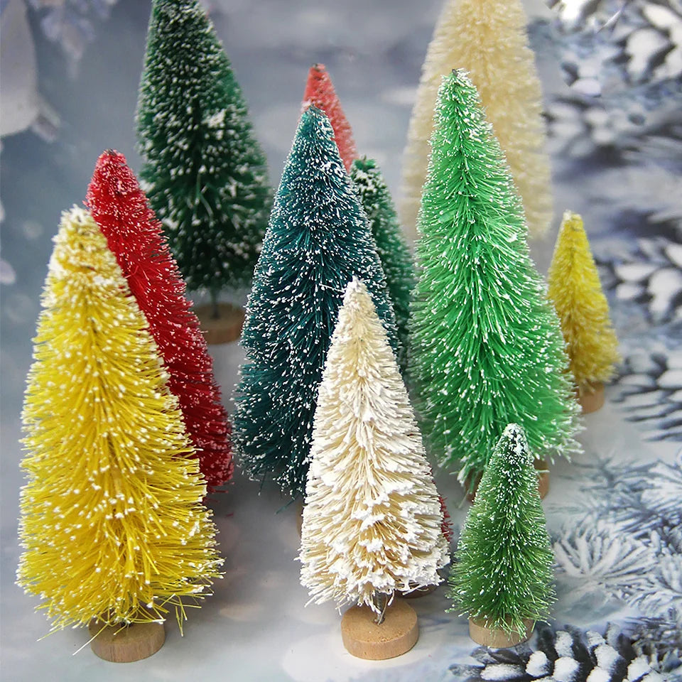 Árvore de Natal Artificial Decoração Natal 8 Peças Mini Pinheiro Artificial Natal Decoração