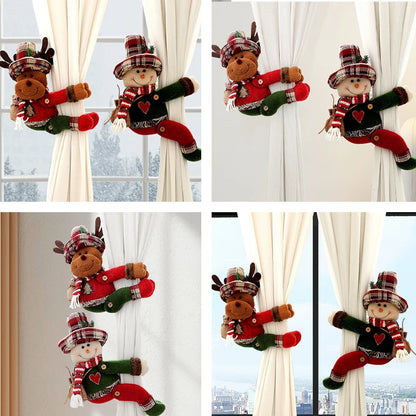 Fivela de Cortina de Natal Ajustável para Janela | Fivela Decorativa de Boneco de Neve
