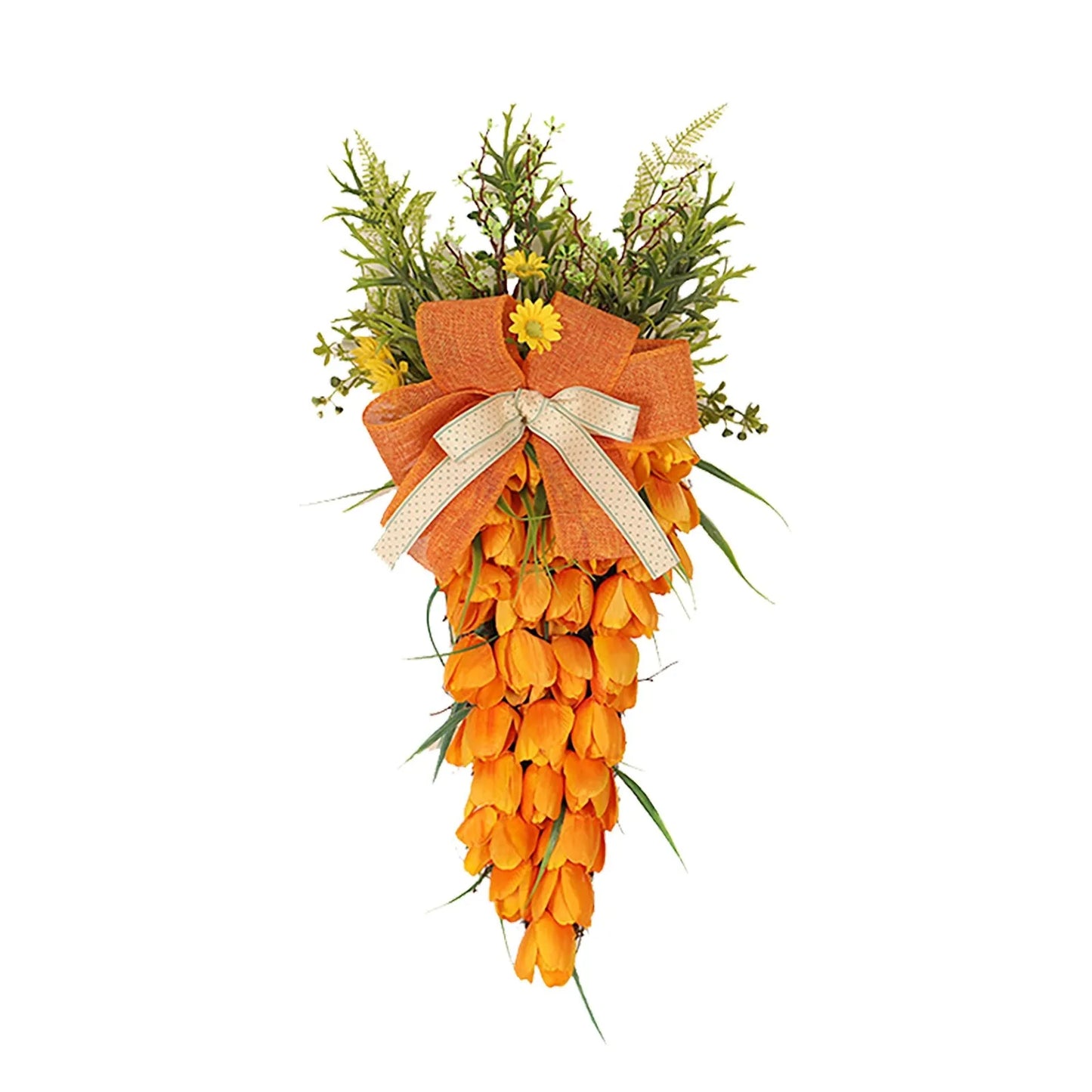 Guirlanda de Coelho Cenoura Primavera flor grinalda tulipa cenoura páscoa ornamento