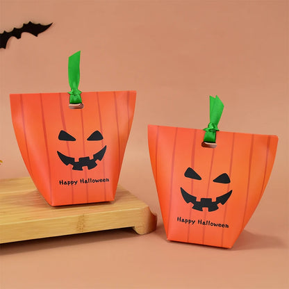 Bolsa de abóbora de Halloween, 10 peças, bolsa de doces, bolsa de doces divertida laranja
