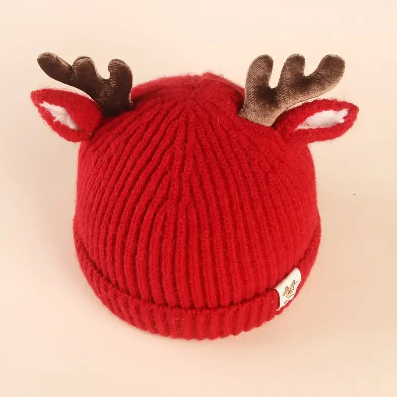 Gorro infantil de tricô para inverno, gorro macio e quente para bebês com chifre