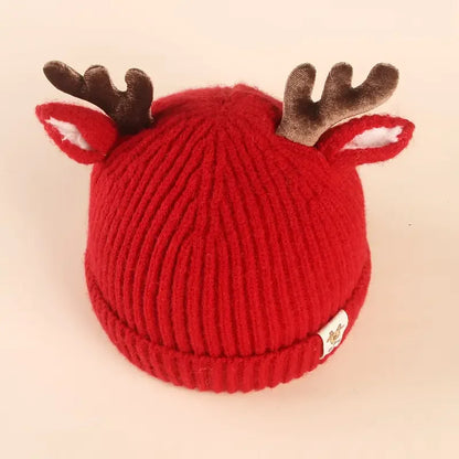Gorro infantil de tricô para inverno, gorro macio e quente para bebês com chifre