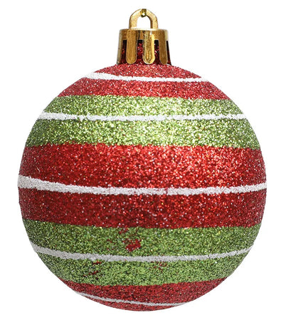 Bola de Natal Verde Branco Vermelho 6 Bolas de Natal Enfeite de 2,4 Polegadas Brilhantes