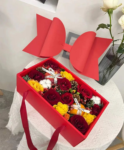 1 Peça Caixa de Flores com Laço - Caixa de Presente para o Dia das Mães