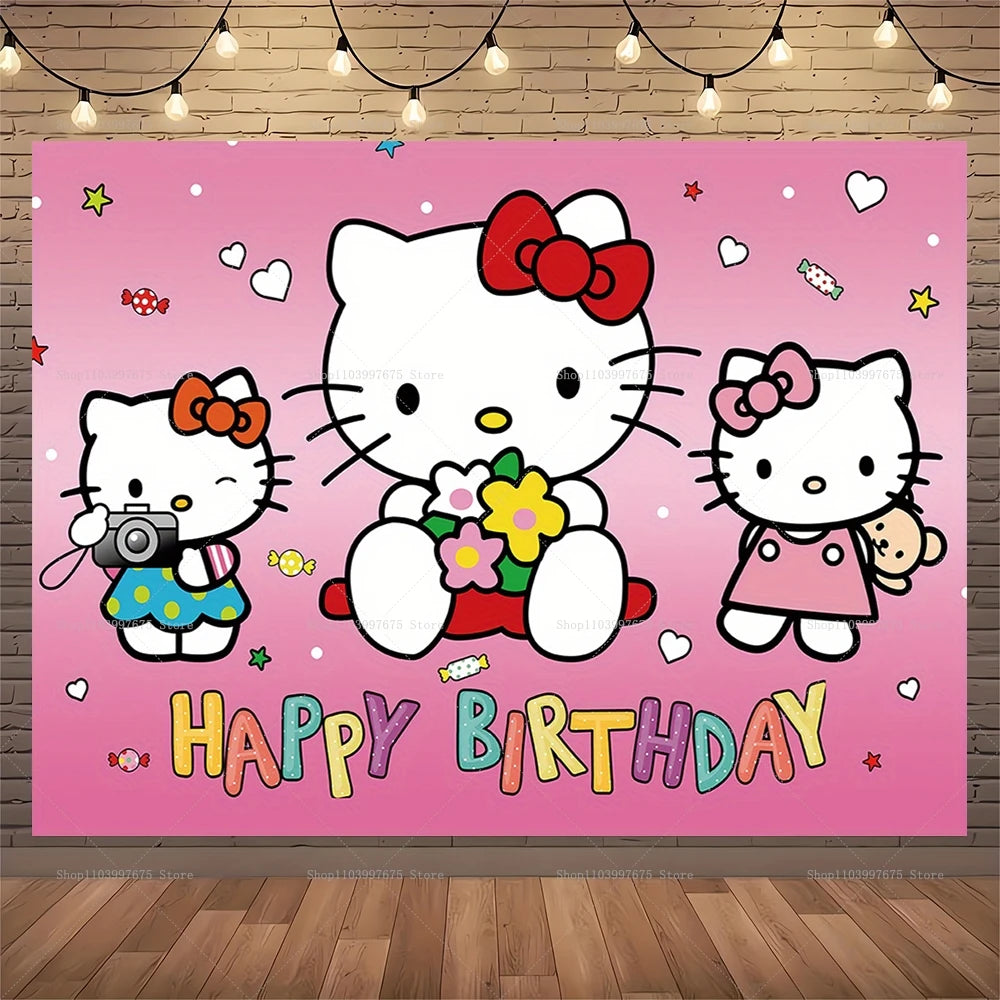 Cenários para festa Hello Kitty Girls  para festa de aniversário de gatinho, lembrancinhas