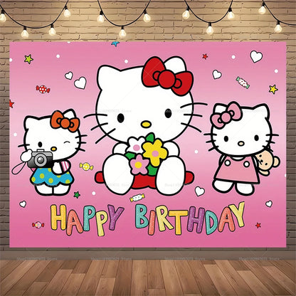 Cenários para festa Hello Kitty Girls  para festa de aniversário de gatinho, lembrancinhas
