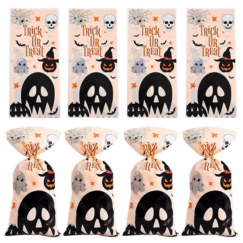 Sacolinha Fantasma Abóbora Feliz Halloween 50 Peças sacos de guloseimas de celofane