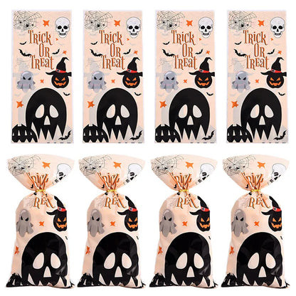 Sacolinha Fantasma Abóbora Feliz Halloween 50 Peças sacos de guloseimas de celofane