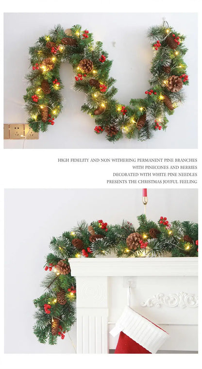 Guirlanda de Natal com luzes, Guirlanda de Natal Guirlanda de toque real de cedro dobrável