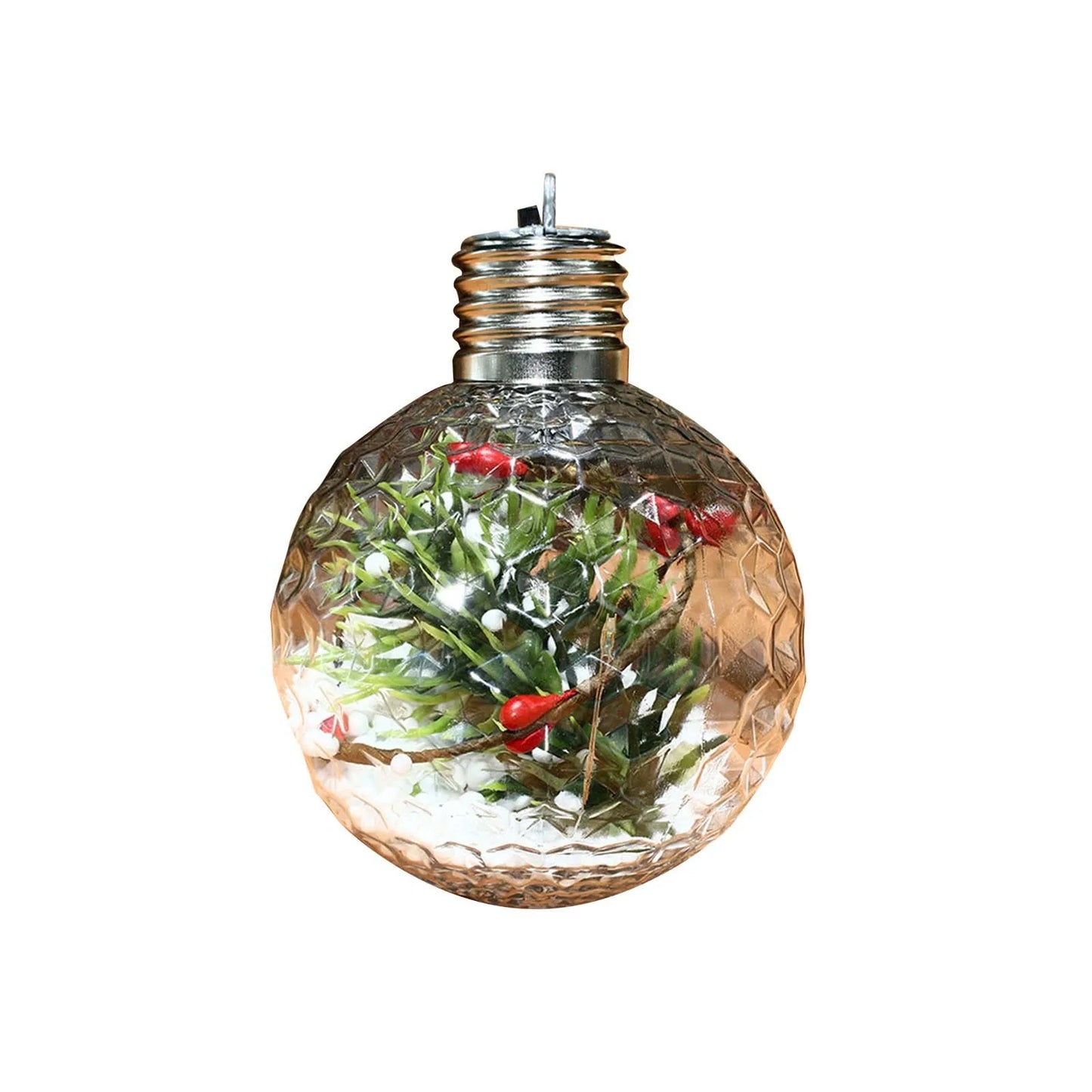 Lâmpada plástico transparente pendurar 1 esferas LED Luzes de Natal Esferas de Natal LED