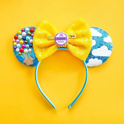 Tiaras Acessórios Disney orelha de rato com laço brilhante, Lantejoula de dupla celebração
