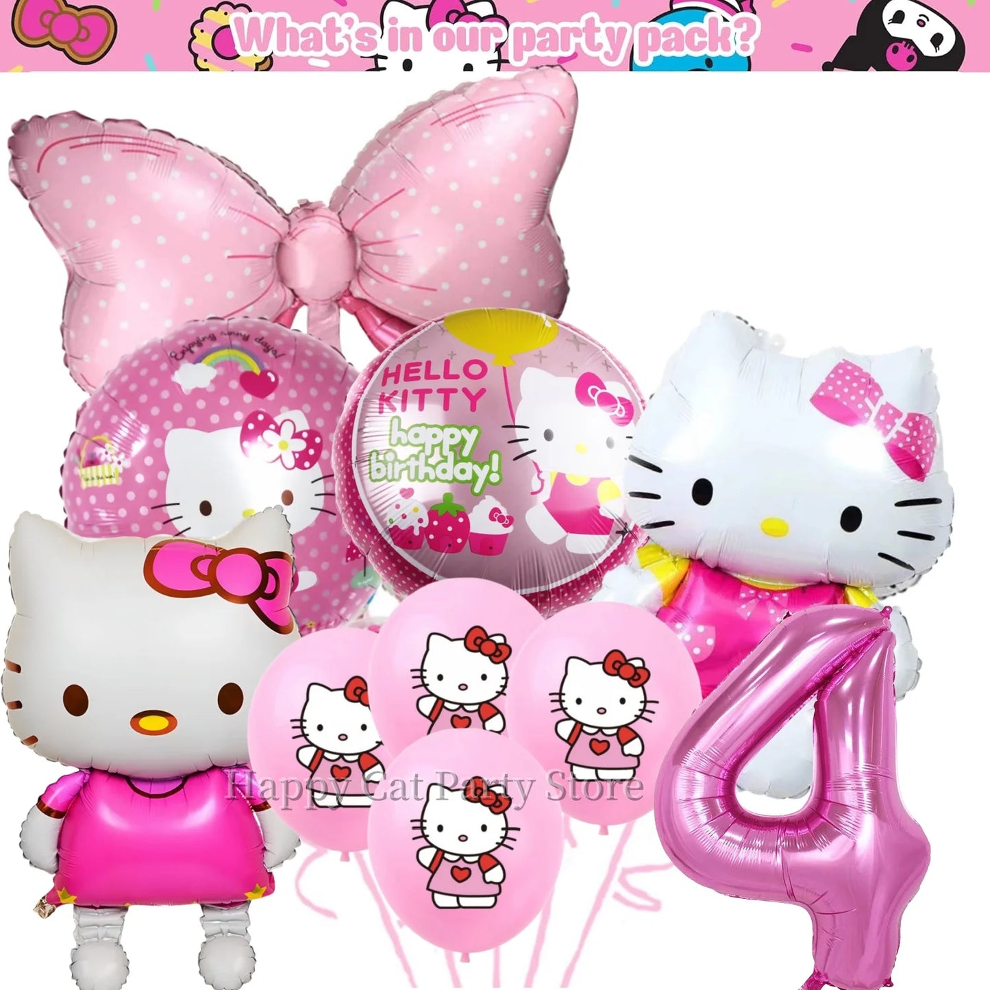Kit de hello kitty para decoração de festa de aniversário de Kitt - 217 peças, incluindo top