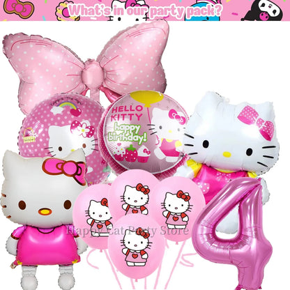 Kit de hello kitty para decoração de festa de aniversário de Kitt - 217 peças, incluindo top