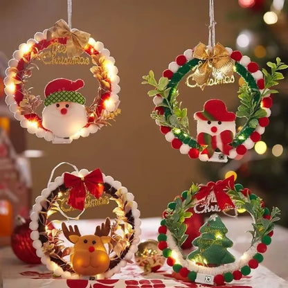 Guirlanda de Natal feita à mão com iluminação para decoração de festa de Natal