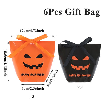 Sacos de doces de Halloween 6 peças, lembrancinhas de festa de Halloween para doces