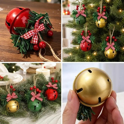 Sino de Natal Dourado/Vermelho/Verde 3 peças Sino de Natal Ornamento de Sino de Metal