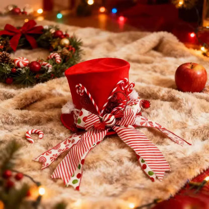 Topo de Árvore de Natal Chapéu de Árvore de Natal de Bengala Doce, Chapéu de Topo de Árvore Vermelho