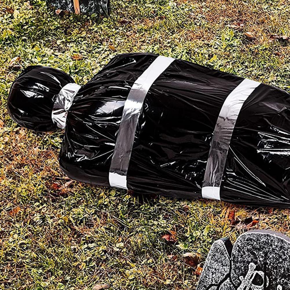 Cadáver Decorações de Halloween, adereços de vítimas mortas, cadáver falso assustador, saco de cadáver falso assustador para exterior/interior assombrado