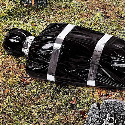 Cadáver Decorações de Halloween, adereços de vítimas mortas, cadáver falso assustador, saco de cadáver falso assustador para exterior/interior assombrado