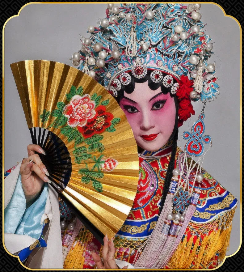 Leque Grande De Bambu Oriental 30cm Aberto e Leque Grande De Bambu