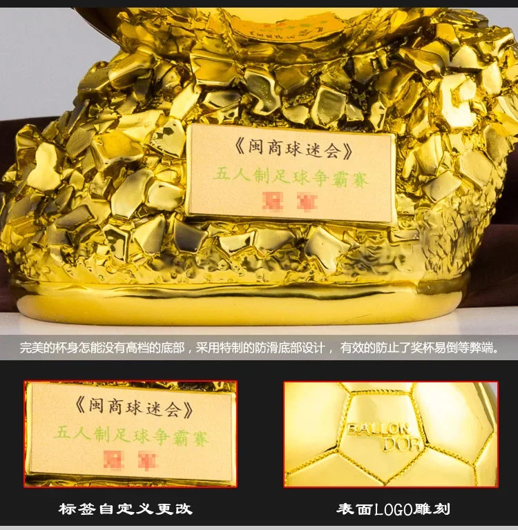 Bola de Copa do Mundo Futebol Dourado Personalizável Troféu Copa Mundo Troféu Futebol