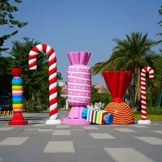 Pirulito Gigante Shopping em Formato de Bengala Doce Simulada para Decoração de Natal
