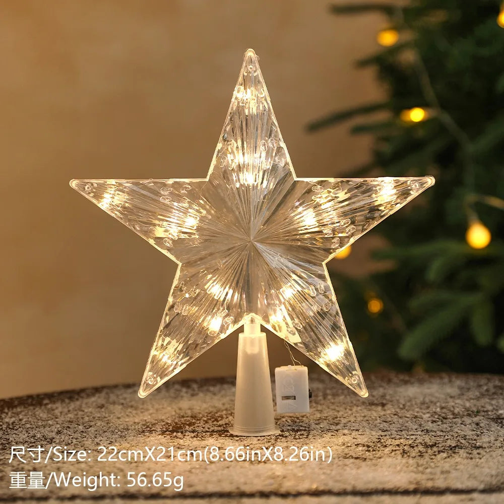 Estrela Ponteira para Árvore de Natal Colorida LED, 15 cm, Pisca-Pisca