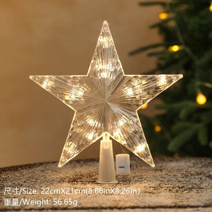 Estrela Ponteira para Árvore de Natal Colorida LED, 15 cm, Pisca-Pisca