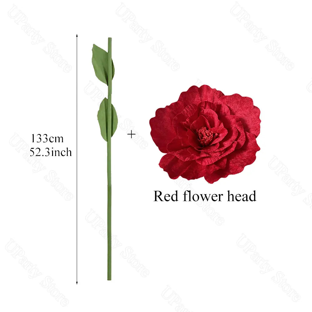 150 cm/60 pol. Rosa vermelha gigante, flores artificiais enormes, adereços flores grandes