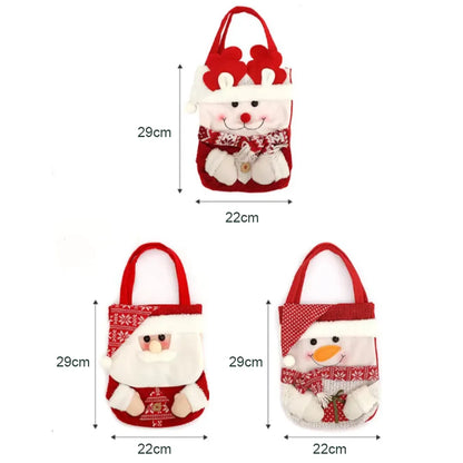 Sacolinha de Natal para Doces Lembrancinha Feltro 3D - 29x22cm, Kit Sacolas Natalinas de Tecido
