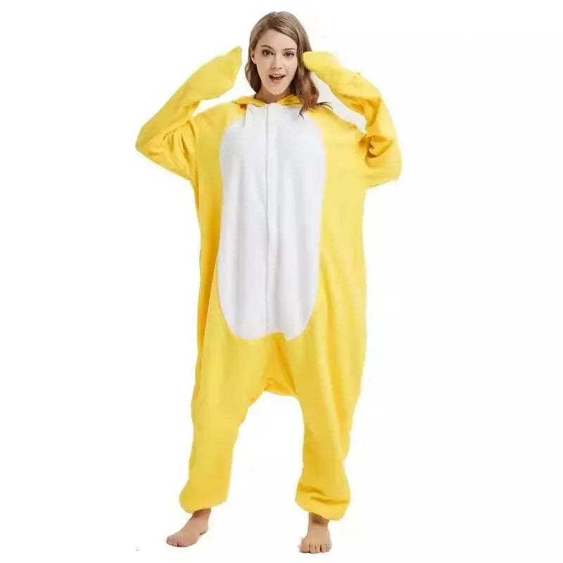 Fantasia Adulto Pintinho Amarelinho Pijama Macacão Unissex Infantil 140 e Adulto S-XXL