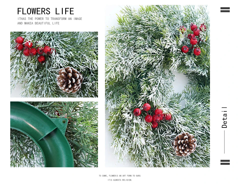 Guirlanda de Natal artificial corona decoração de guirlanda de Natal de plástico decorada