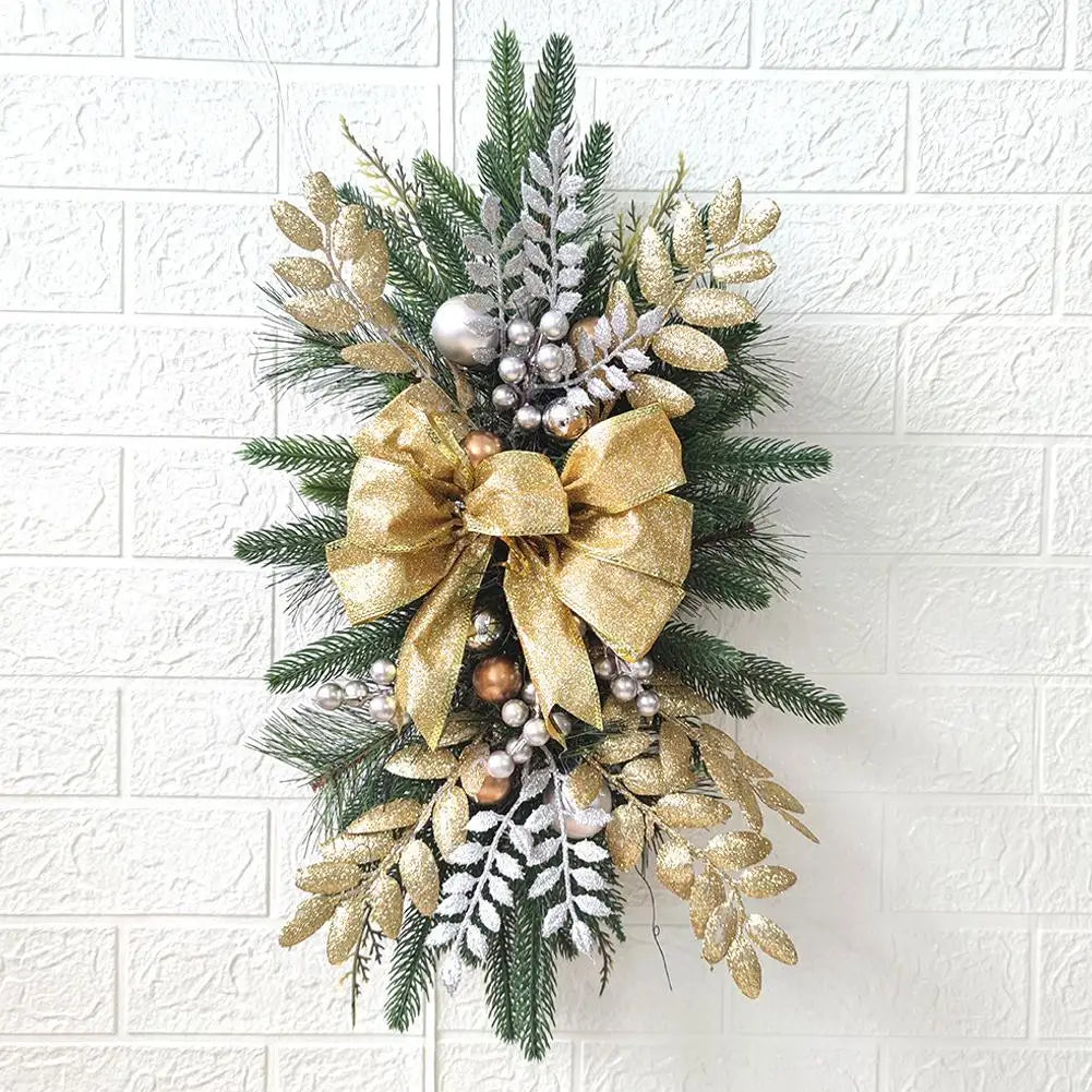 Guirlanda de Natal Decoração Azul e Branco Componente com Guirlanda Dupla de Pinha