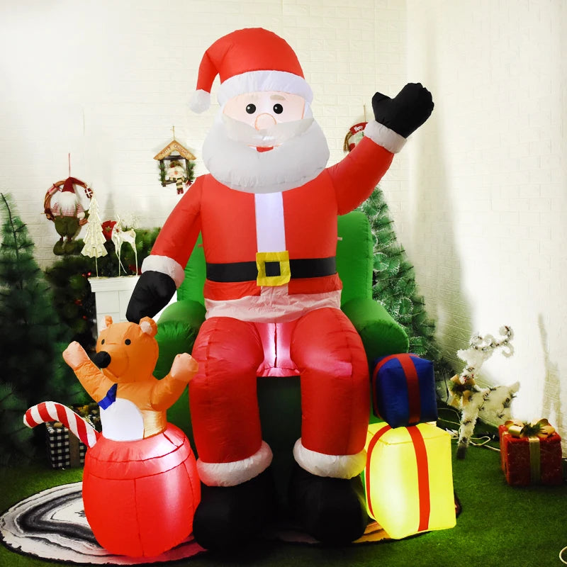 Papai Noel Inflável de 6 pés, Decoração de Quintal de Natal, Luzes LED para Festa, Gramado