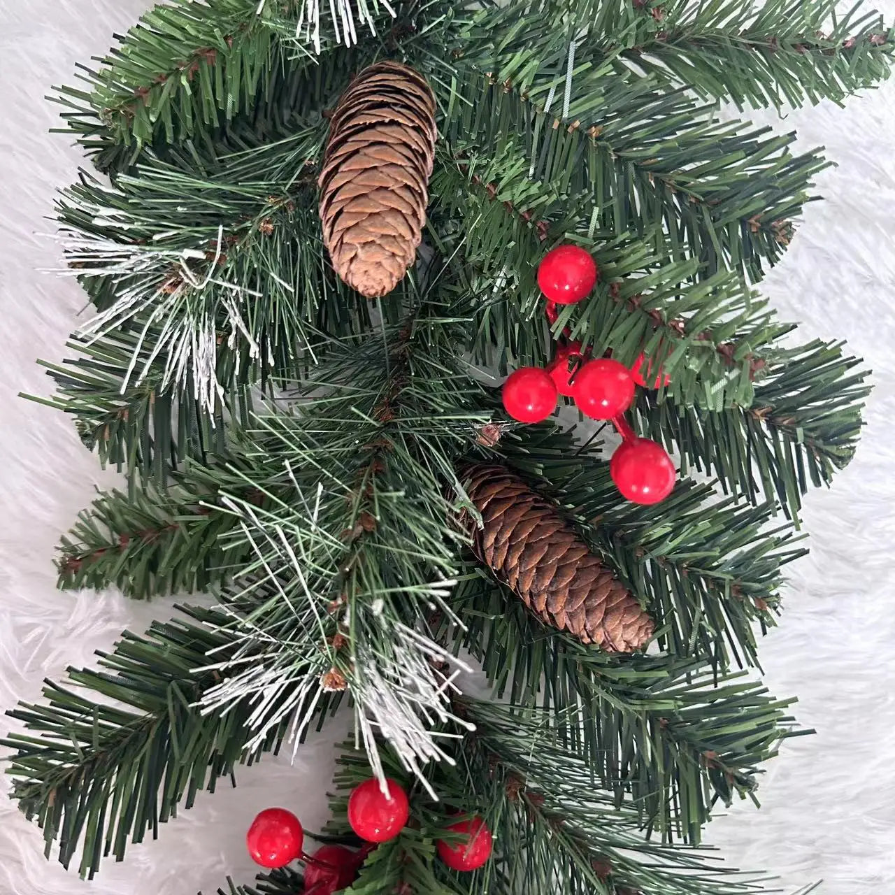 Decoração de Natal, Guirlanda Festão Aramado, 40cm e 60cm, Verde/Vermelho
