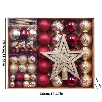 Bola de Natal 72 Peças de Enfeites de Bola de Natal Sortidos Decoração de Árvore de Natal