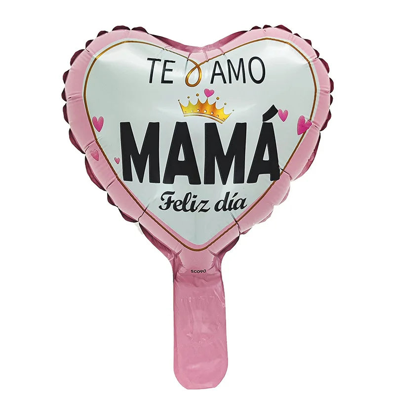 100 balões de alumínio de 45,72 cm em espanhol Feliz Dia Ma Ma, Balão de coração