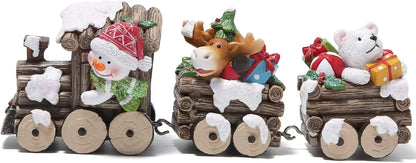 Trem de madeira com personagens de Natal Decoração de Natal Decoração Casa Interior