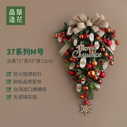 Guirlanda de Natal Nevada com Bolas Vermelhas, Pinhas e Azevinhos - Decoração Natalina