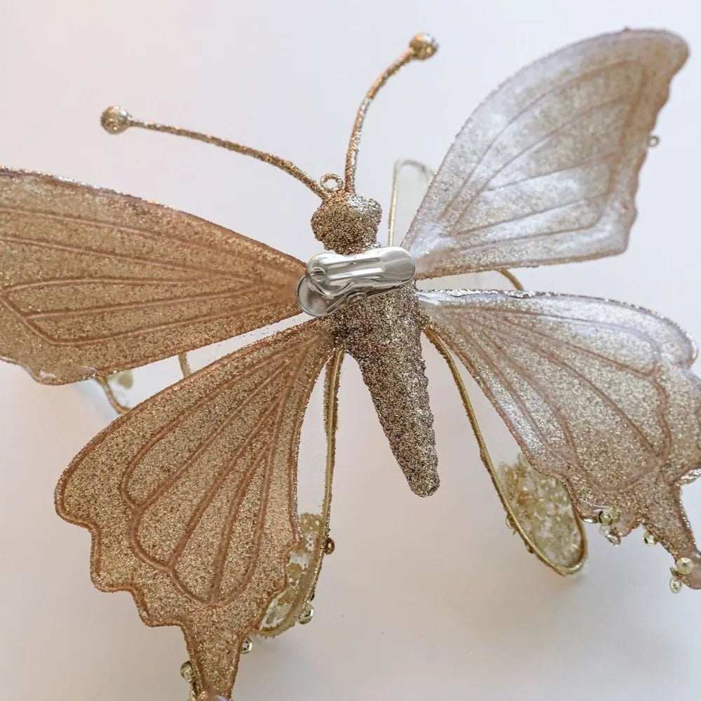 Bola de Natal borboleta Enfeite De Árvore De Natal Cintilante Com Borboleta Simulada