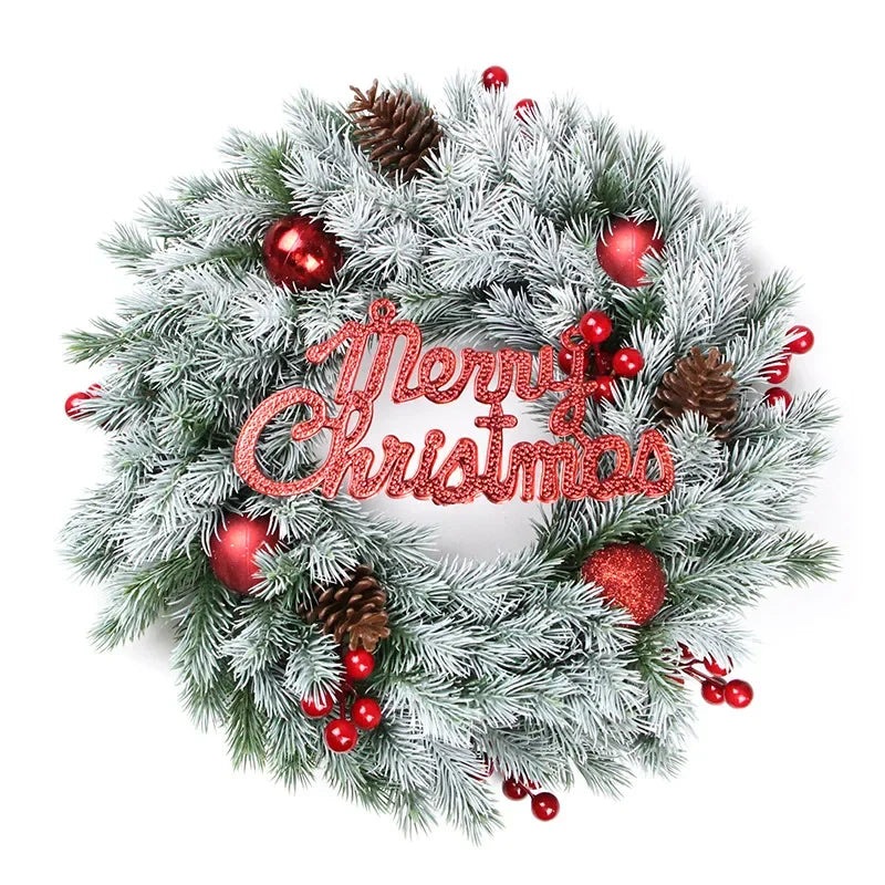 Guirlanda de natal porta pendurado círculo artificial grinalda decorações de natal