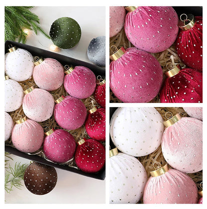Bola de Natal de veludo bolas de enfeites de Natal de veludo de 8 cm para o Natal, 12 peças