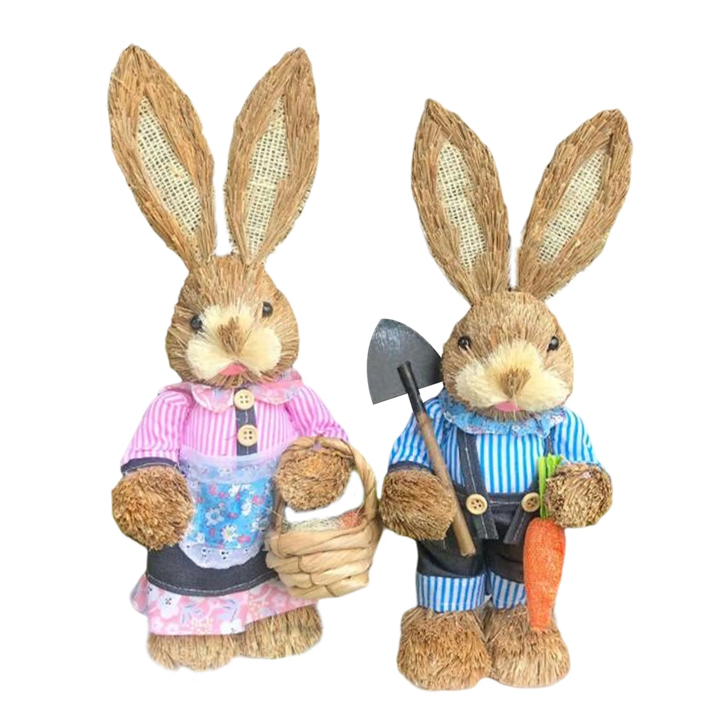 Casal De Coelhos De Páscoa Decoração Enfeite Coelhinhos - 35cm