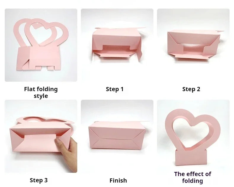 Sacola de flores amor conjunto de 10 peças cestos decorativos flores papelão dourados