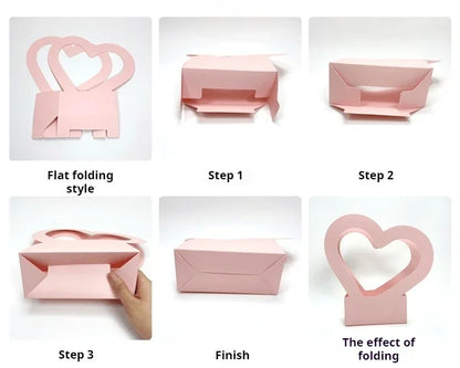 Sacola de flores amor conjunto de 10 peças cestos decorativos flores papelão dourados