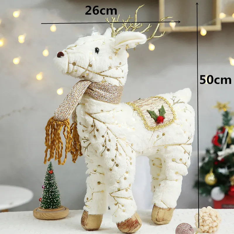 Estatueta de veado em pé de rena em pé de Natal - Escultura de rena em pé de pelúcia