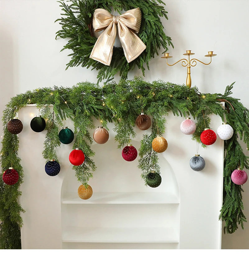 Bola de Natal de veludo bolas de enfeites de Natal de veludo de 8 cm para o Natal, 12 peças